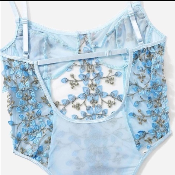 Sexy Floral Lace Mesh 1 Piece Bodysuit Lingerie - Picture 4 of 8